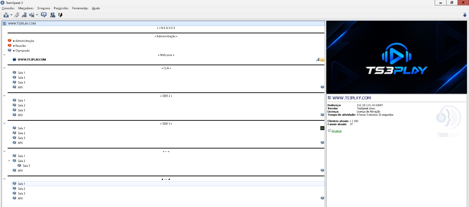 Servidores com excelente ping e conectividade